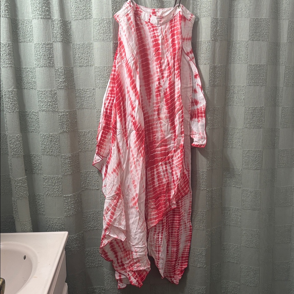 Michael kors Red and White Tie-Dye Flowy Slip Dress - Picture 5 of 11